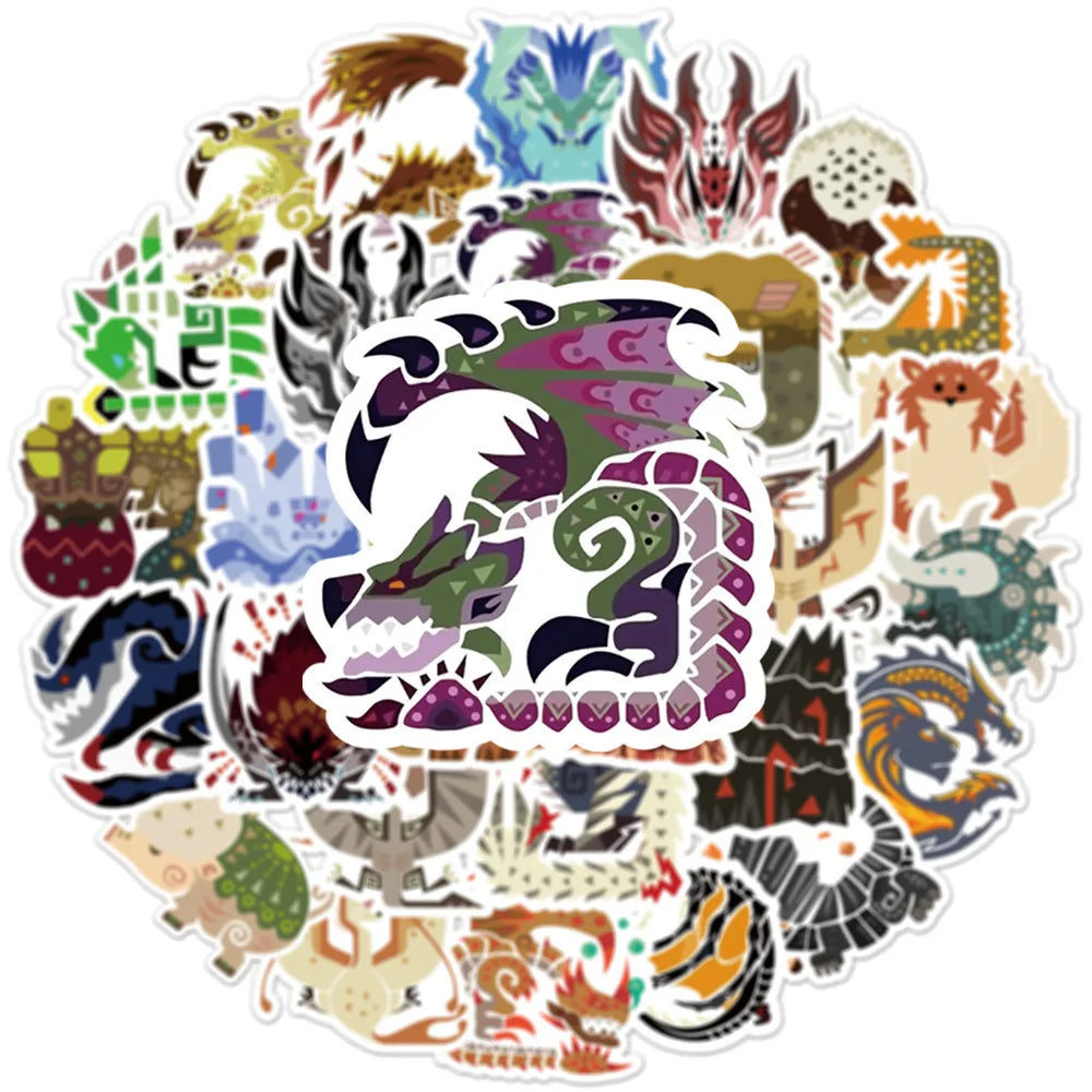 Monster Hunter World Sticker Pack - Waterproof PVC Gaming Stickers for Laptop, Skateboard, Guitar