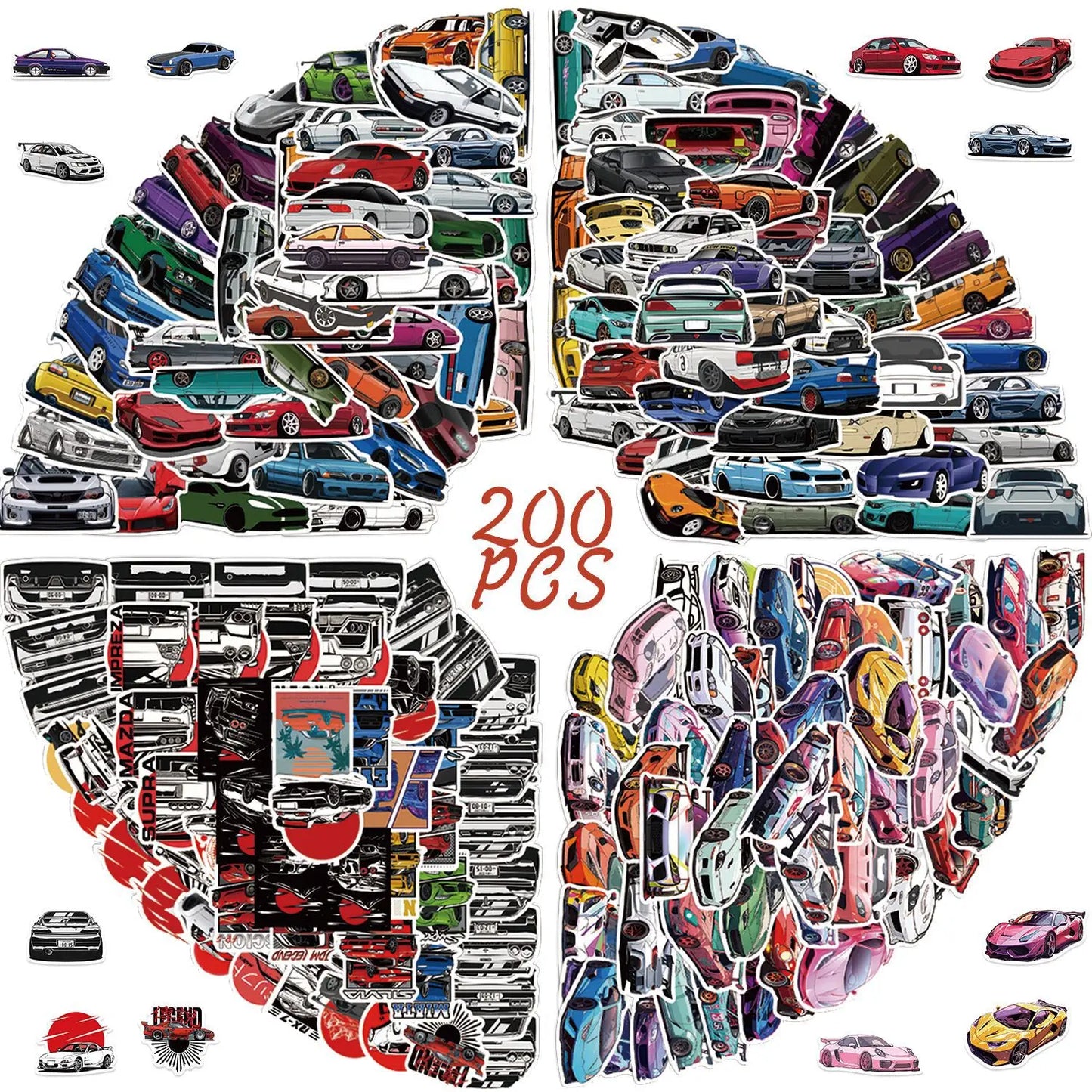 JDM Racing Sticker Pack – Waterproof Decals for Laptop, Skateboard & More