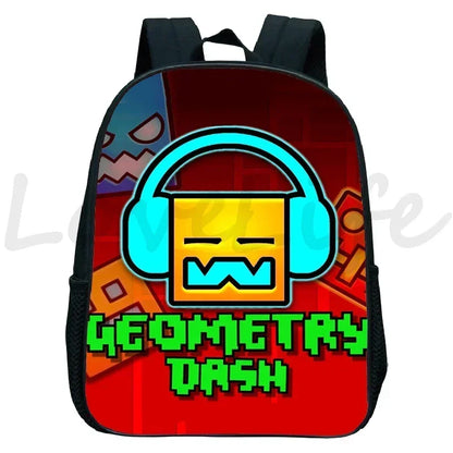Geometry Dash Kids Backpack - Anime Cartoon School Bag for Boys and Girls