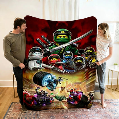 Ninjago Flannel Blanket - Cartoon Anime Throw for Kids, Home, and Travel