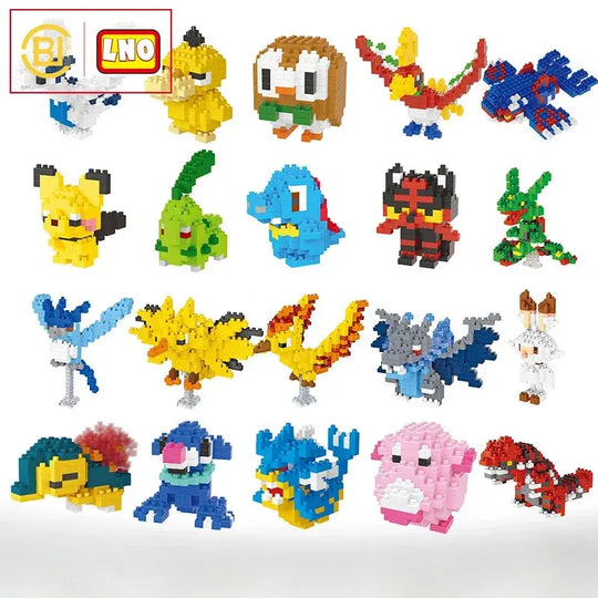 Pokémon Blocks: Small Cartoon Mini Building Blocks featuring Pikachu, Charizard, Eevee, Mewtwo - Anime Assembled Action Model Dolls Toys. 