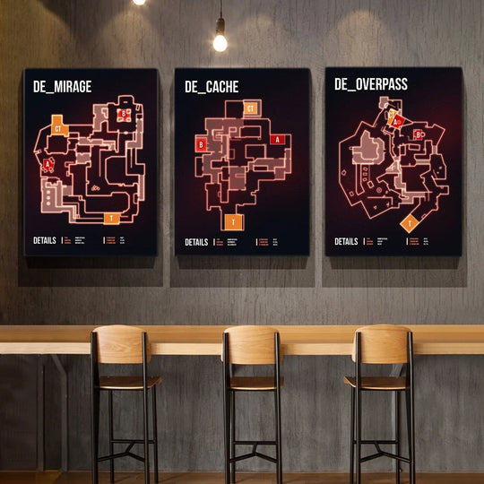 Counter-Strike Legends: CS GO Map Art Prints for Gamers