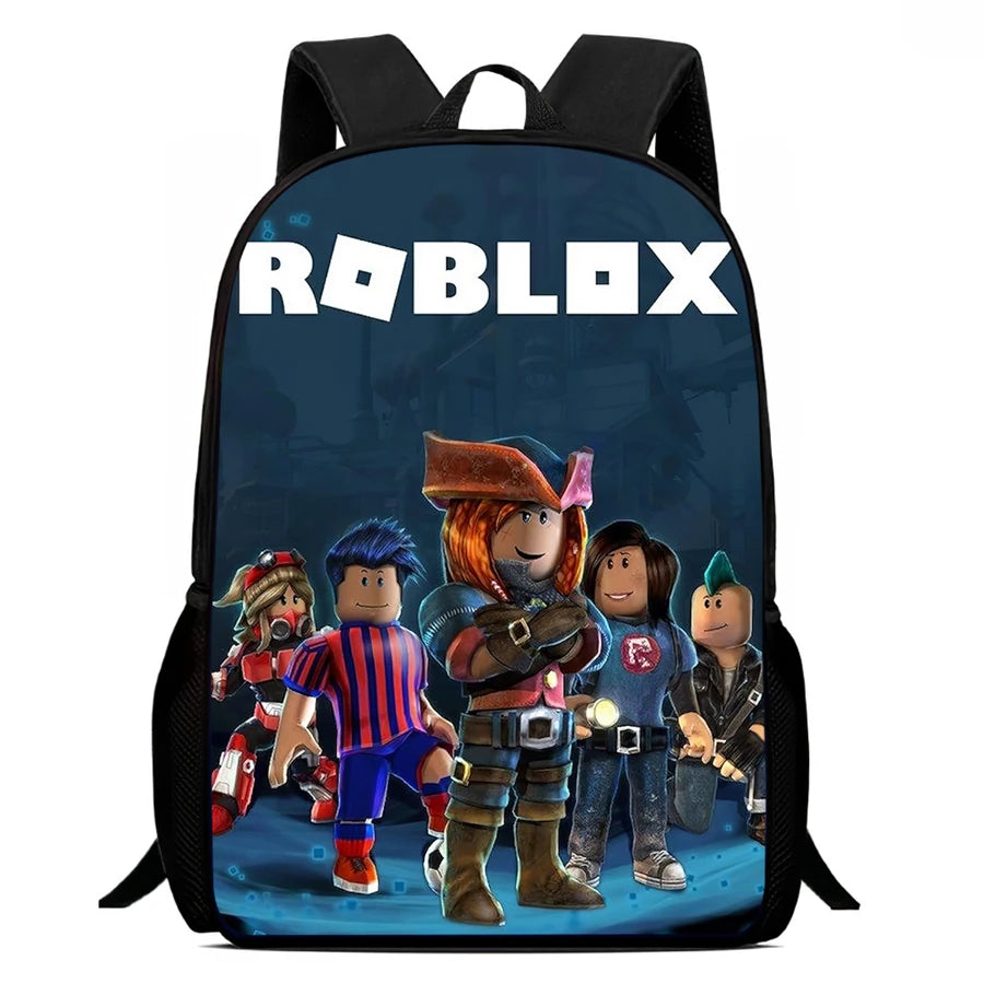 Roblox 15-Inch Kids Backpack - Lightweight Cartoon Print with Adjustable Straps for Boys and Girls