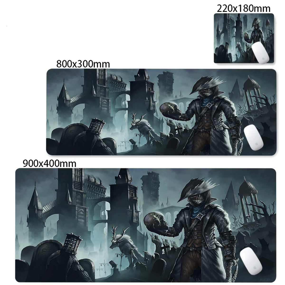 Bloodborne Extended Desk Mat - Natural Rubber Gaming Mouse Pad