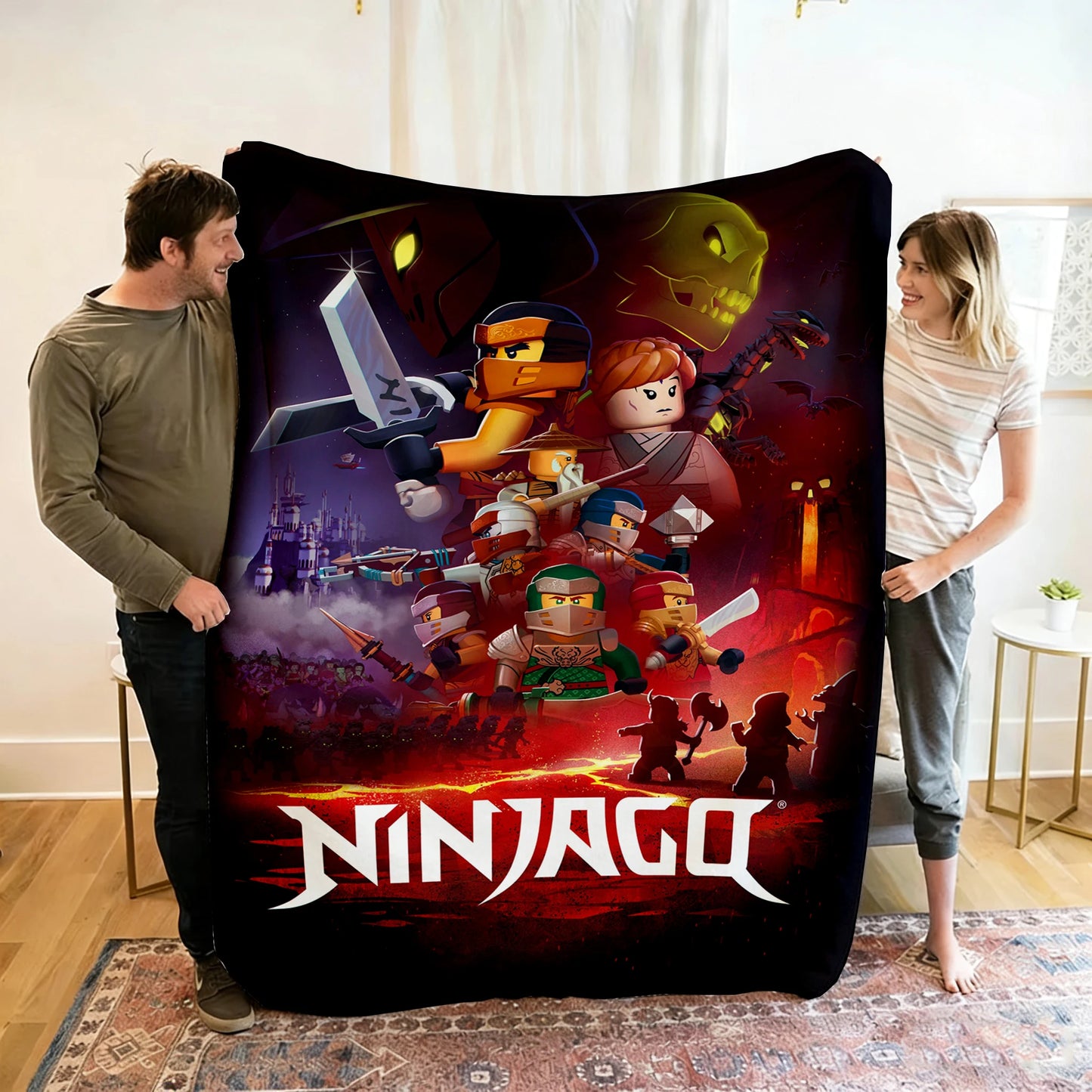Ninjago Flannel Blanket - Cartoon Anime Throw for Kids, Home, and Travel