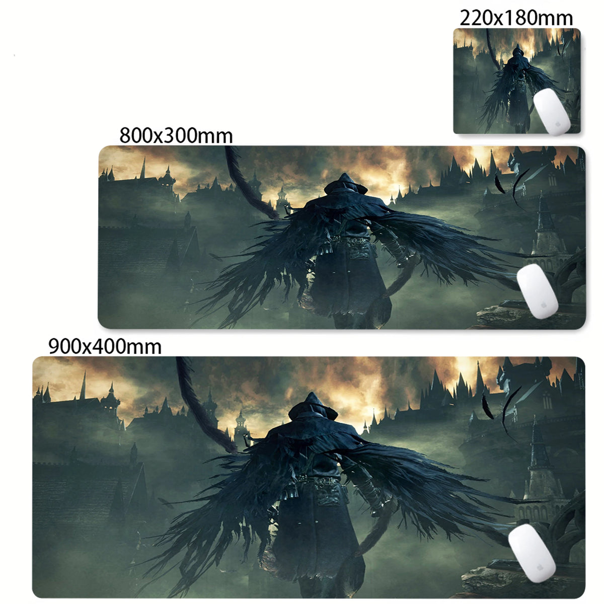 Bloodborne Extended Desk Mat - Natural Rubber Gaming Mouse Pad