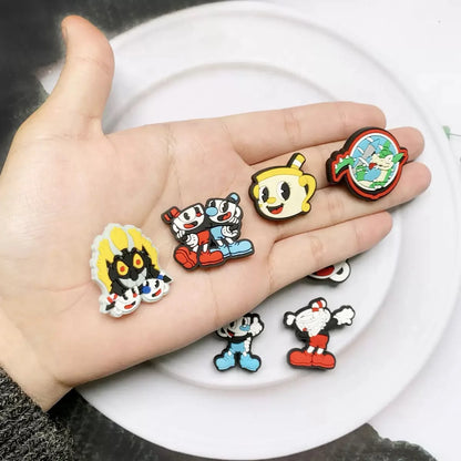Cuphead Shoe Charms 12-Piece Set - Gaming Clog Charms for Shoes and Accessories