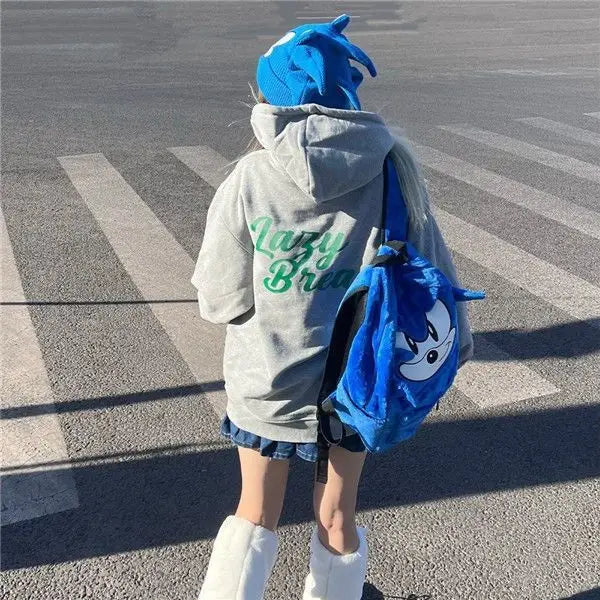 Sonic the Hedgehog Plush Backpack - Large Capacity Anime Schoolbag for Kids