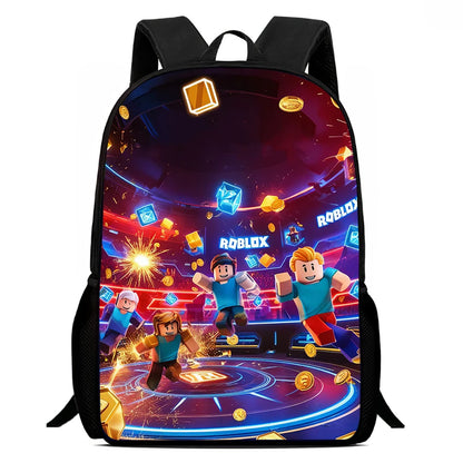 Roblox 15-Inch Kids Backpack - Lightweight Cartoon Print with Adjustable Straps for Boys and Girls