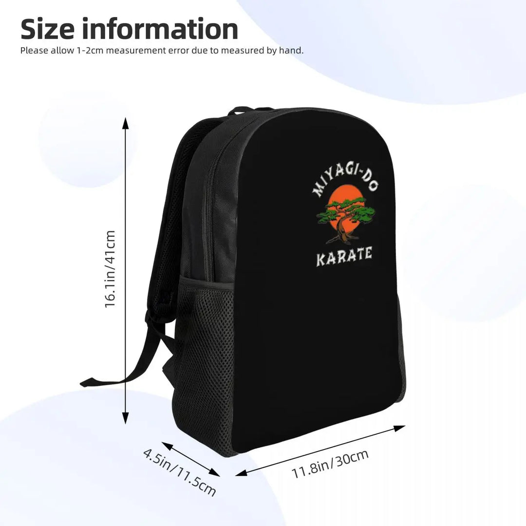 Miyagi Dojo Karate Kid Backpack for Students and Adults - 15 Inch Laptop Bag with Cobra Kai Anime Design