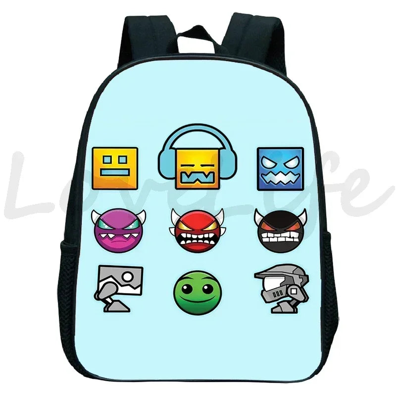 Geometry Dash Kids Backpack - Anime Cartoon School Bag for Boys and Girls