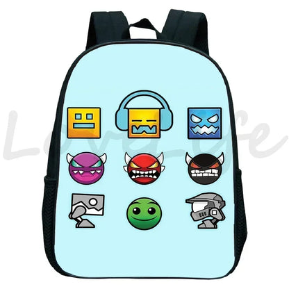Geometry Dash Kids Backpack - Anime Cartoon School Bag for Boys and Girls