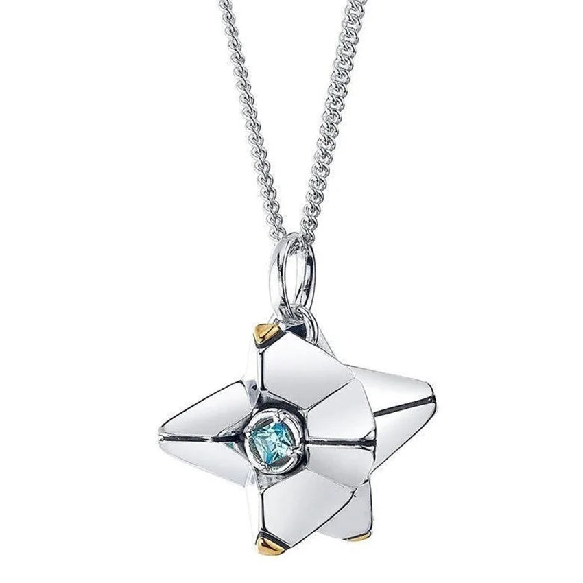 Destiny Ghost-Inspired Pendant Necklace - Rhinestone Detail