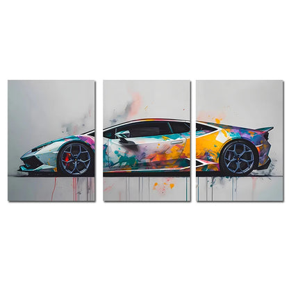 3-Piece Supercar Canvas Wall Art - Sports Car Poster Set for Boys Room