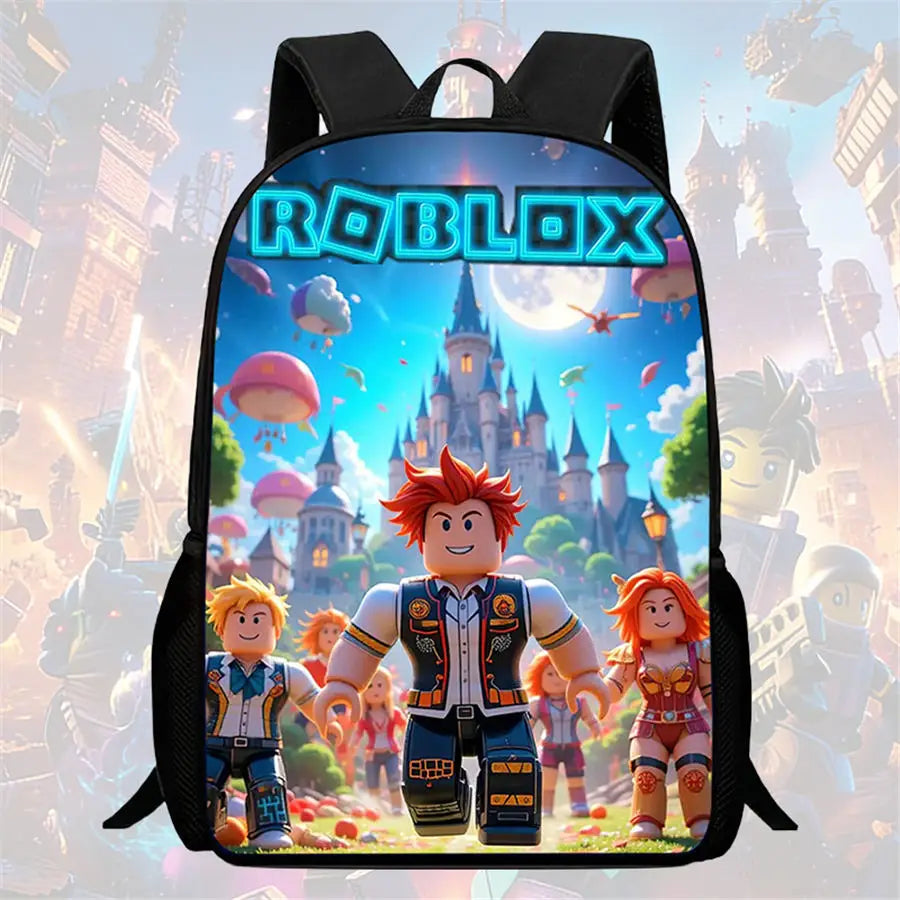 Roblox 15-Inch Kids Backpack - Lightweight Cartoon Print with Adjustable Straps for Boys and Girls
