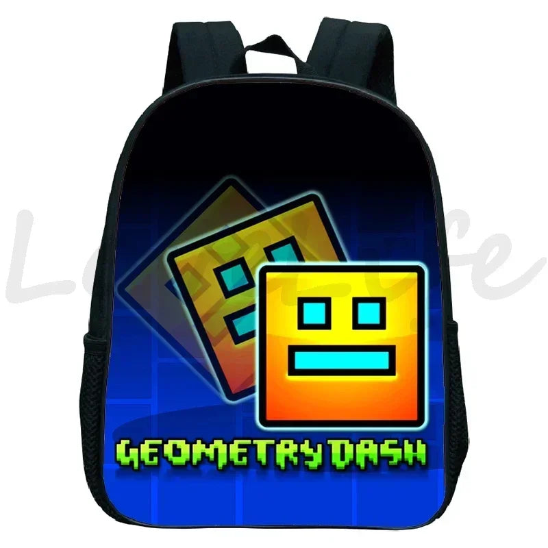 Geometry Dash Kids Backpack - Anime Cartoon School Bag for Boys and Girls