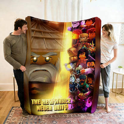 Ninjago Flannel Blanket - Cartoon Anime Throw for Kids, Home, and Travel