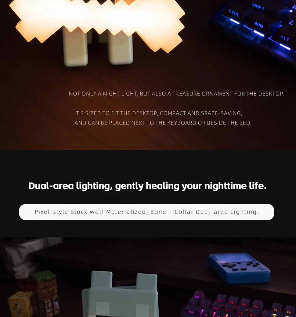 Wolf Dog 3D LED Night Light — Gaming Room & Desk Lamp