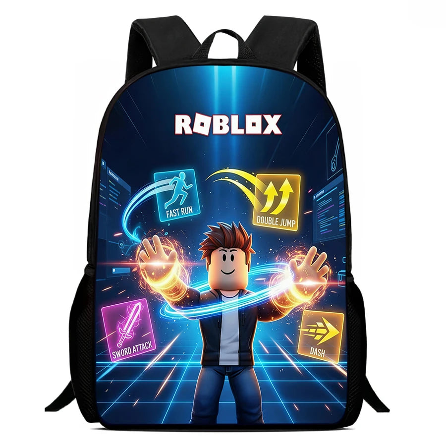 Roblox 15-Inch Kids Backpack - Lightweight Cartoon Print with Adjustable Straps for Boys and Girls
