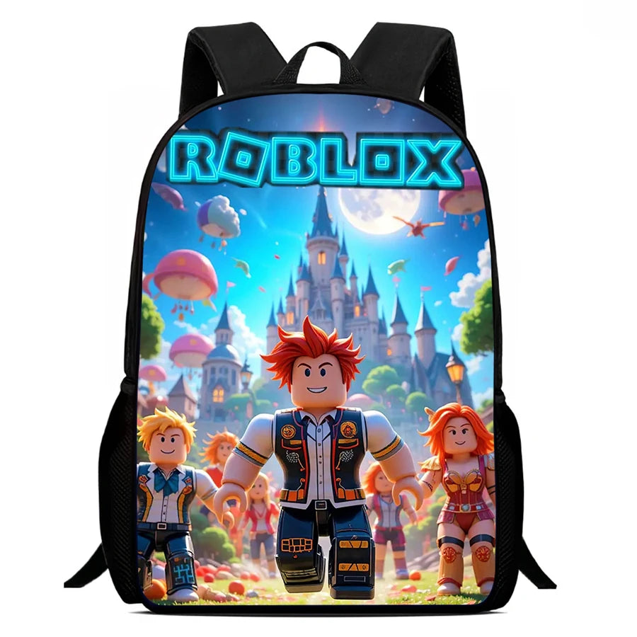 Roblox 15-Inch Kids Backpack - Lightweight Cartoon Print with Adjustable Straps for Boys and Girls