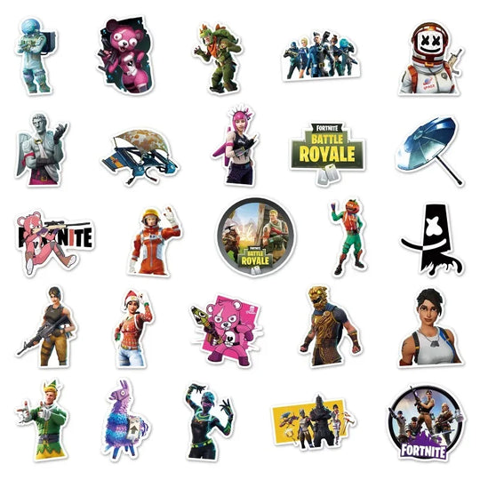 50PCS Fortnite Character & Graffiti Stickers – Waterproof Vinyl Decals for Laptops, Water Bottles, Skateboards & More