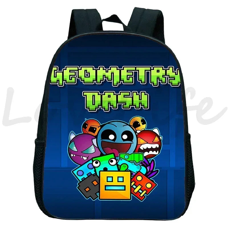 Geometry Dash Kids Backpack - Anime Cartoon School Bag for Boys and Girls