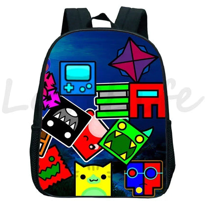 Geometry Dash Kids Backpack - Anime Cartoon School Bag for Boys and Girls