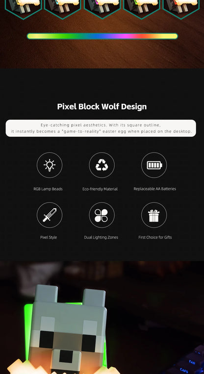 Wolf Dog 3D LED Night Light — Gaming Room & Desk Lamp