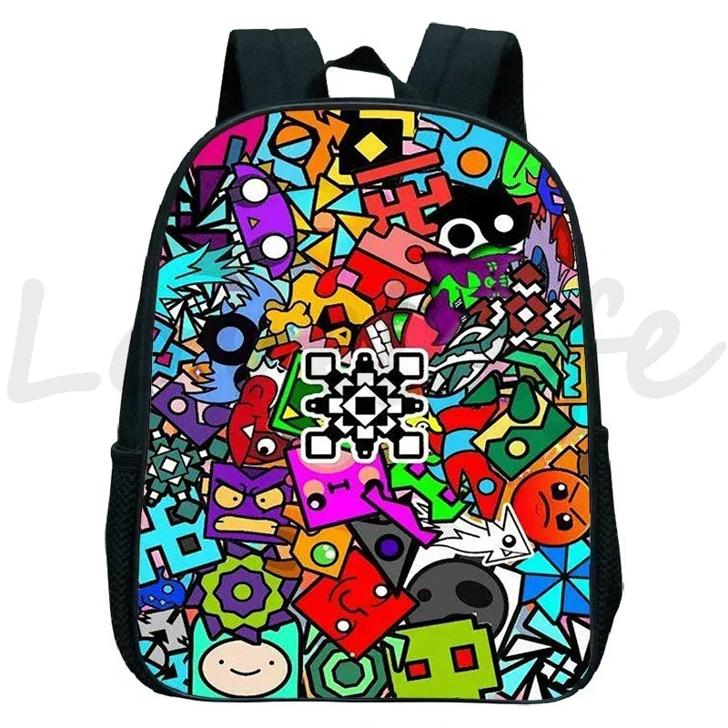 Geometry Dash Kids Backpack - Anime Cartoon School Bag for Boys and Girls