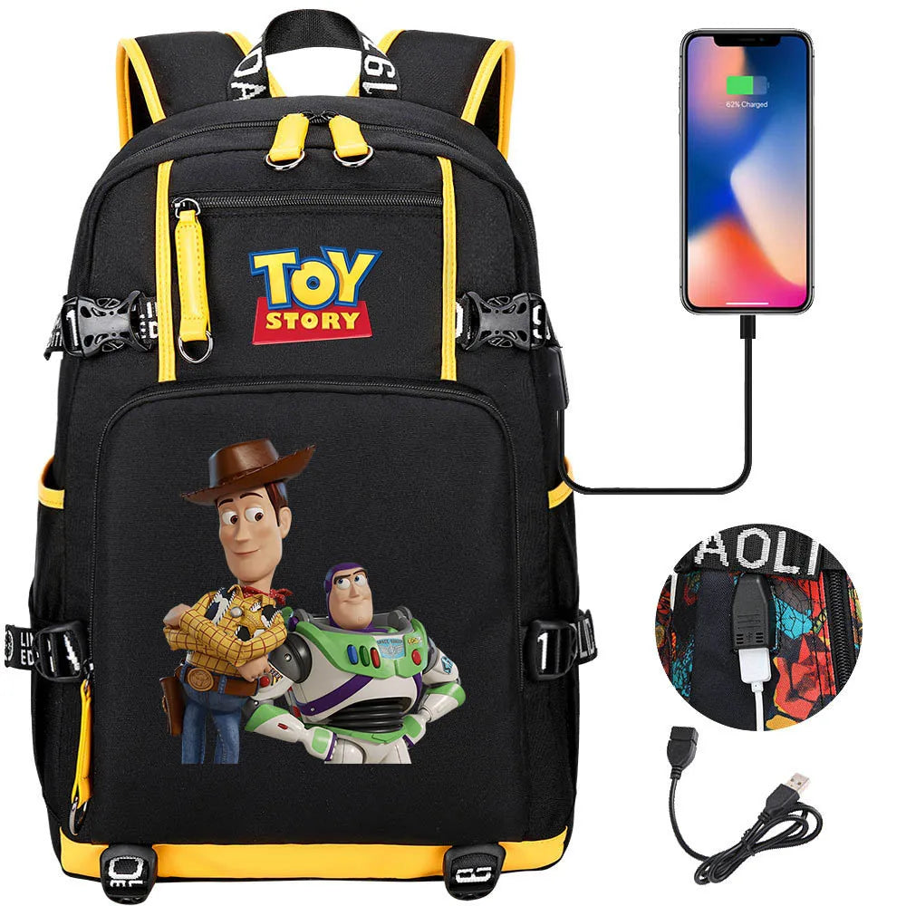 Buzz Lightyear Woody Schoolbag USB Charging Backpack - Gapo Goods Backpack 005