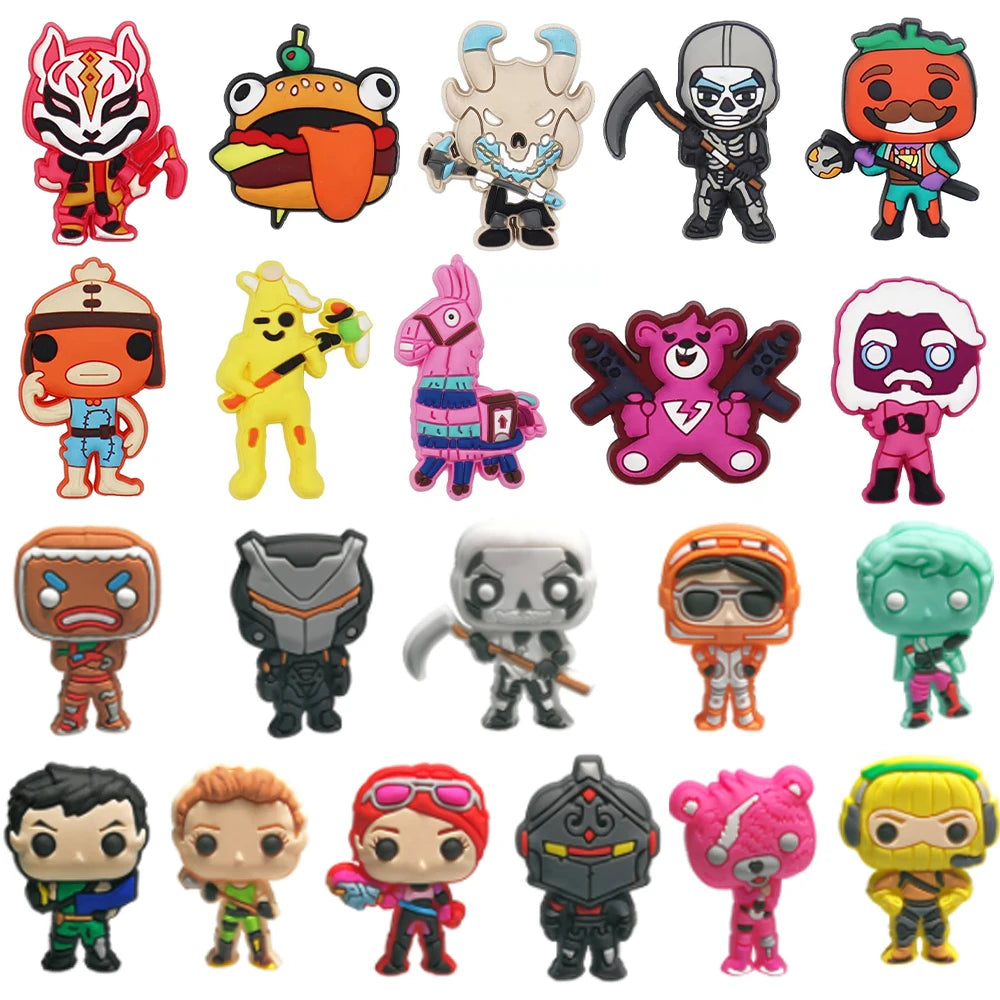 Battle Royale Character Shoe Charms - PVC Clog Accessories for Kids and Gamers