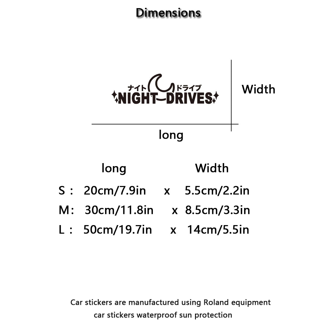 NIGHT DRIVES JDM parabrisas ventana lateral modificación de carrocería personalidad tira de flores pegatina impermeable para coche motocicleta coche