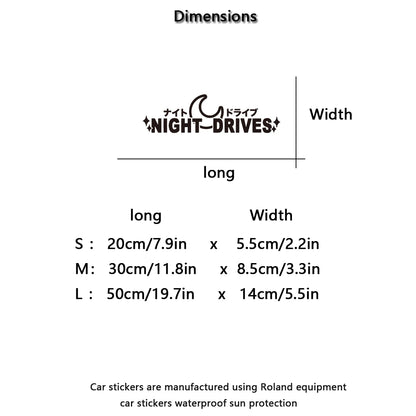 NIGHT DRIVES JDM parabrisas ventana lateral modificación de carrocería personalidad tira de flores pegatina impermeable para coche motocicleta coche