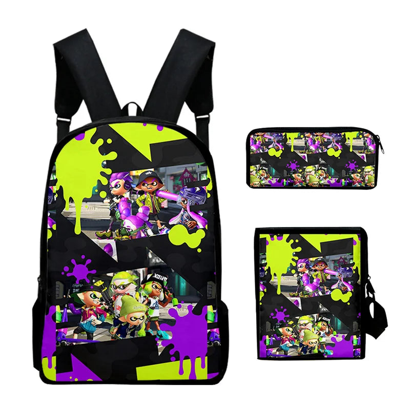 Shooting Game Splatoon 3 Backpacks Children Bookbag School Bag Mochila Boys/Girls Daily Shoulder Set Pencil Croobody Custom
