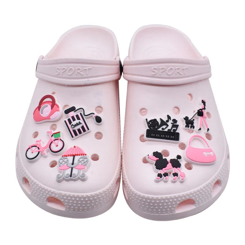 Pink Cute Barbie Doll Girls Series Shoe Charms Cartoon Shoes Accessories Clog Sandal
