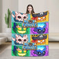 Person holding a colorful 'Blox Fruits' towel with character designs.