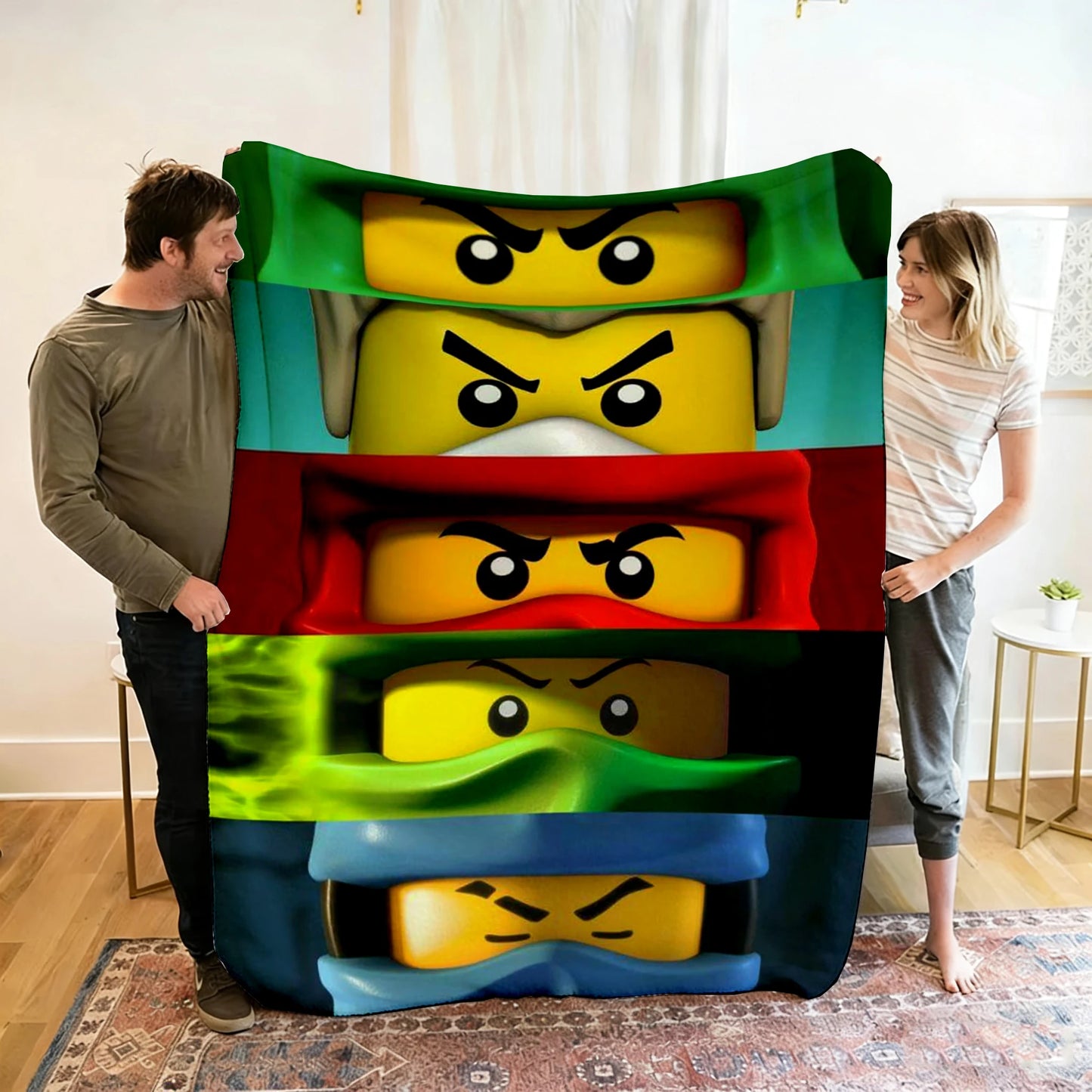 Ninjago Flannel Blanket - Cartoon Anime Throw for Kids, Home, and Travel
