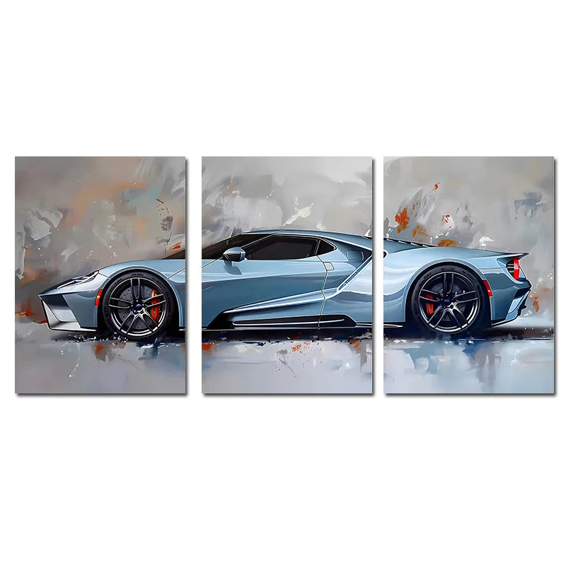 3-Piece Supercar Canvas Wall Art - Sports Car Poster Set for Boys Room