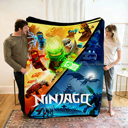 Ninjago Flannel Blanket - Cartoon Anime Throw for Kids, Home, and Travel