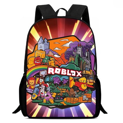 Roblox 15-Inch Kids Backpack - Lightweight Cartoon Print with Adjustable Straps for Boys and Girls