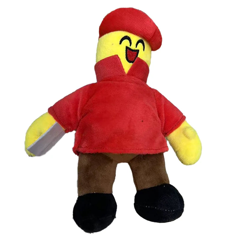 Plush toy with a red outfit on a white background