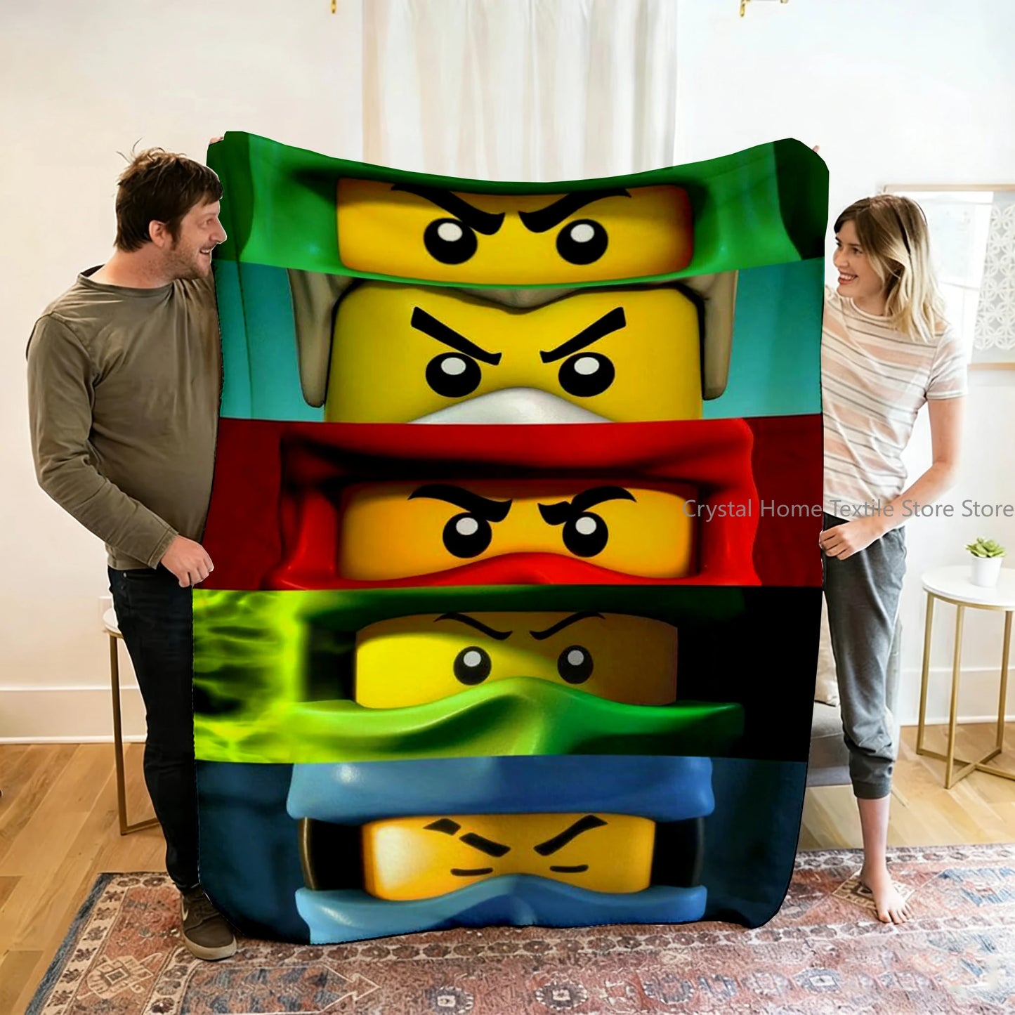 Ninjago Flannel Blanket - Cartoon Anime Throw for Kids, Home, and Travel