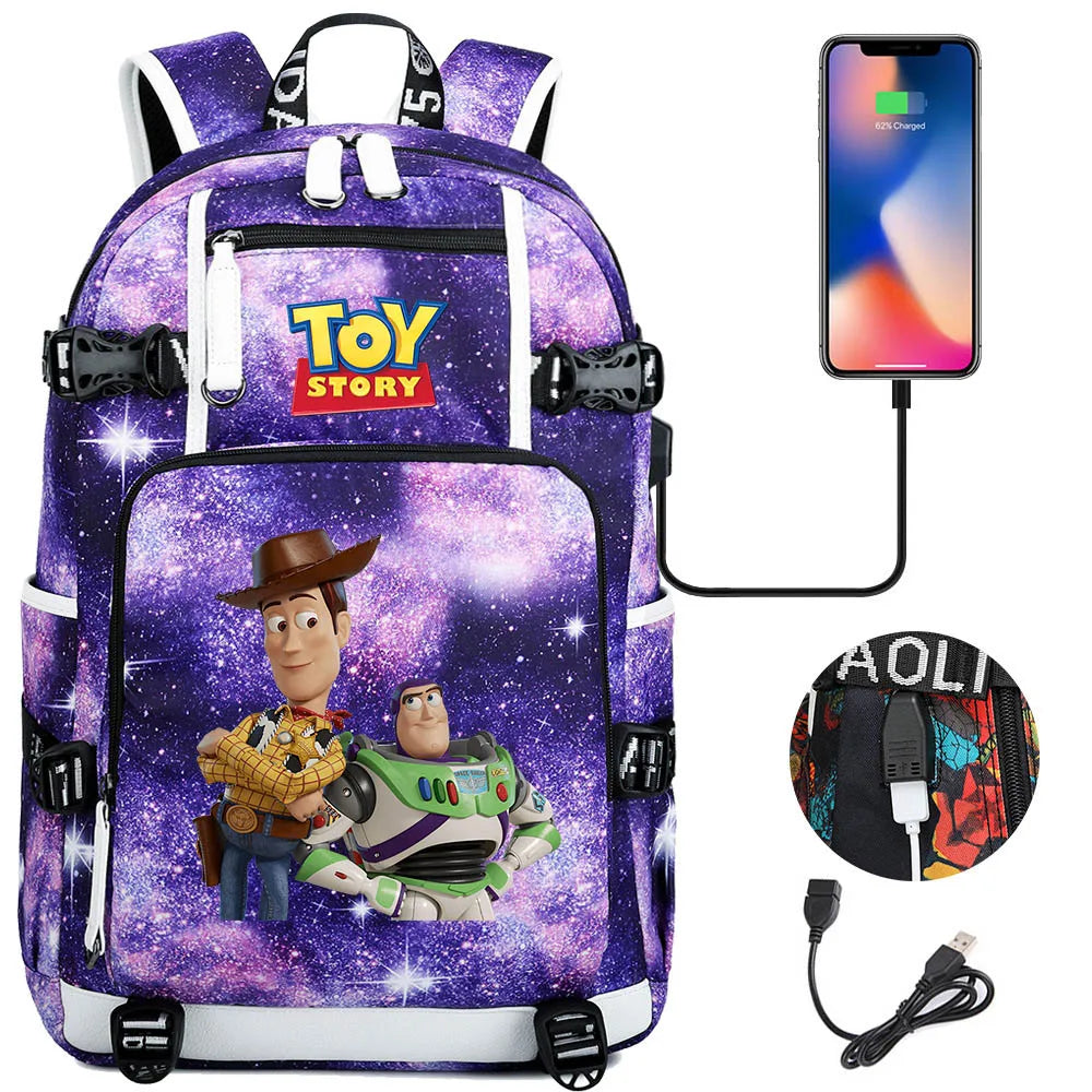 Buzz Lightyear Woody Schoolbag USB Charging Backpack - Gapo Goods Backpack 003