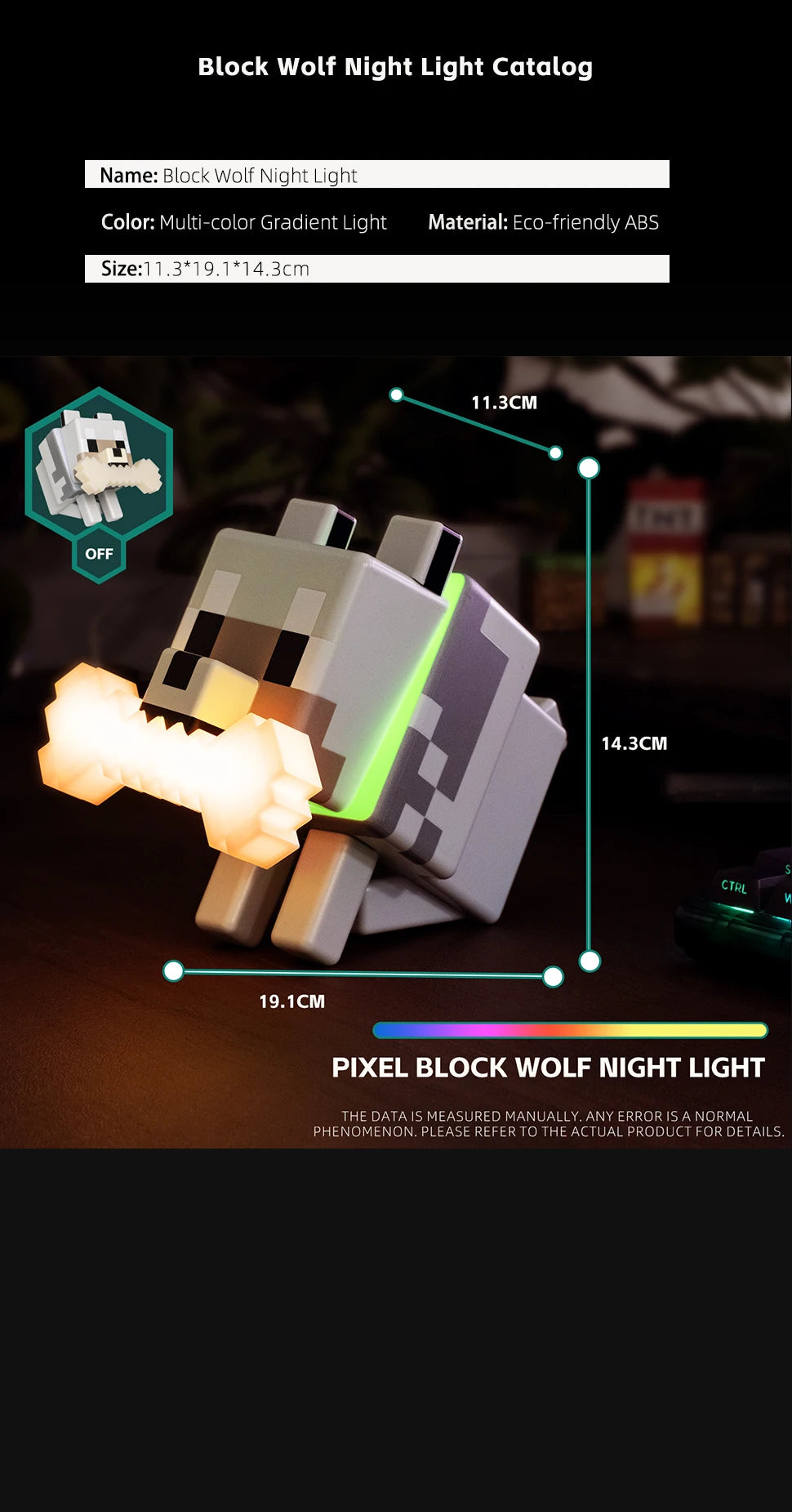 Wolf Dog 3D LED Night Light — Gaming Room & Desk Lamp