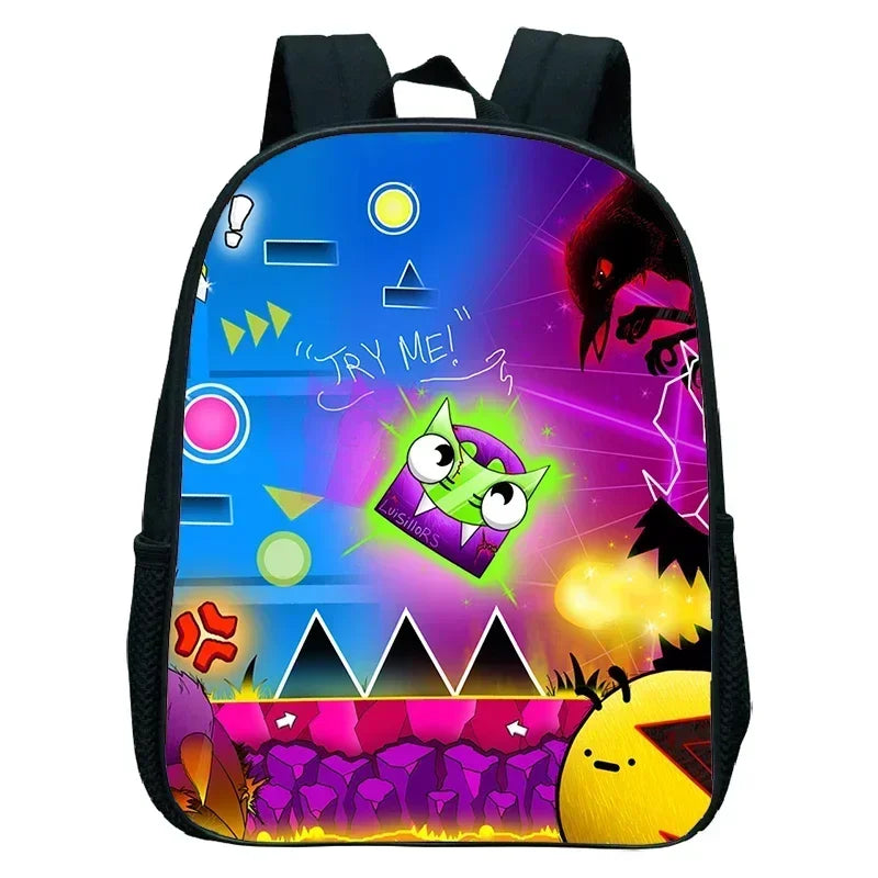 Geometry Dash Kids Backpack - Anime Cartoon School Bag for Boys and Girls