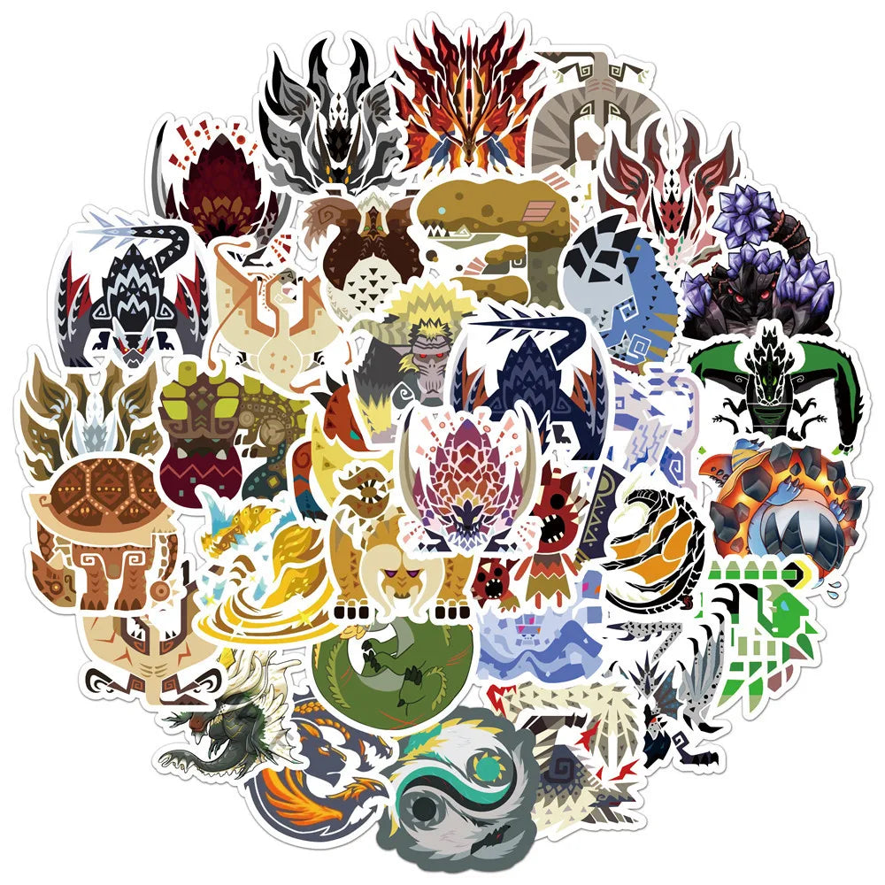 Monster Hunter World Sticker Pack - Waterproof PVC Gaming Stickers for Laptop, Skateboard, Guitar