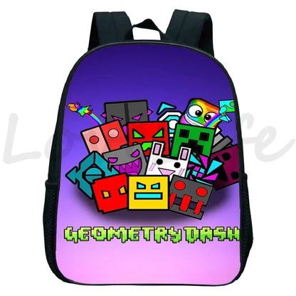 Geometry Dash Kids Backpack - Anime Cartoon School Bag for Boys and Girls