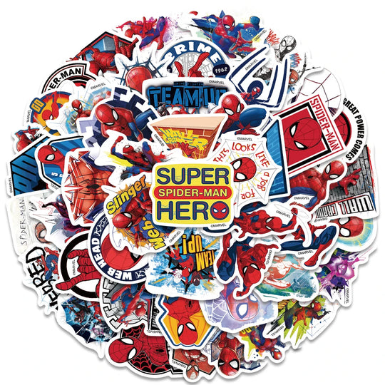 50-Piece Spider-Man Sticker Set for Laptop Guitar Suitcase - Waterproof Decals for Kids Toys