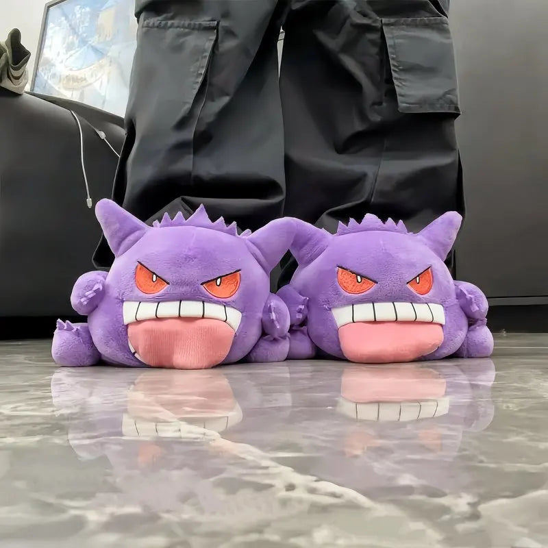 Gengar Slippers - Tongue Out Design, Soft Sole Cozy Indoor Slippers