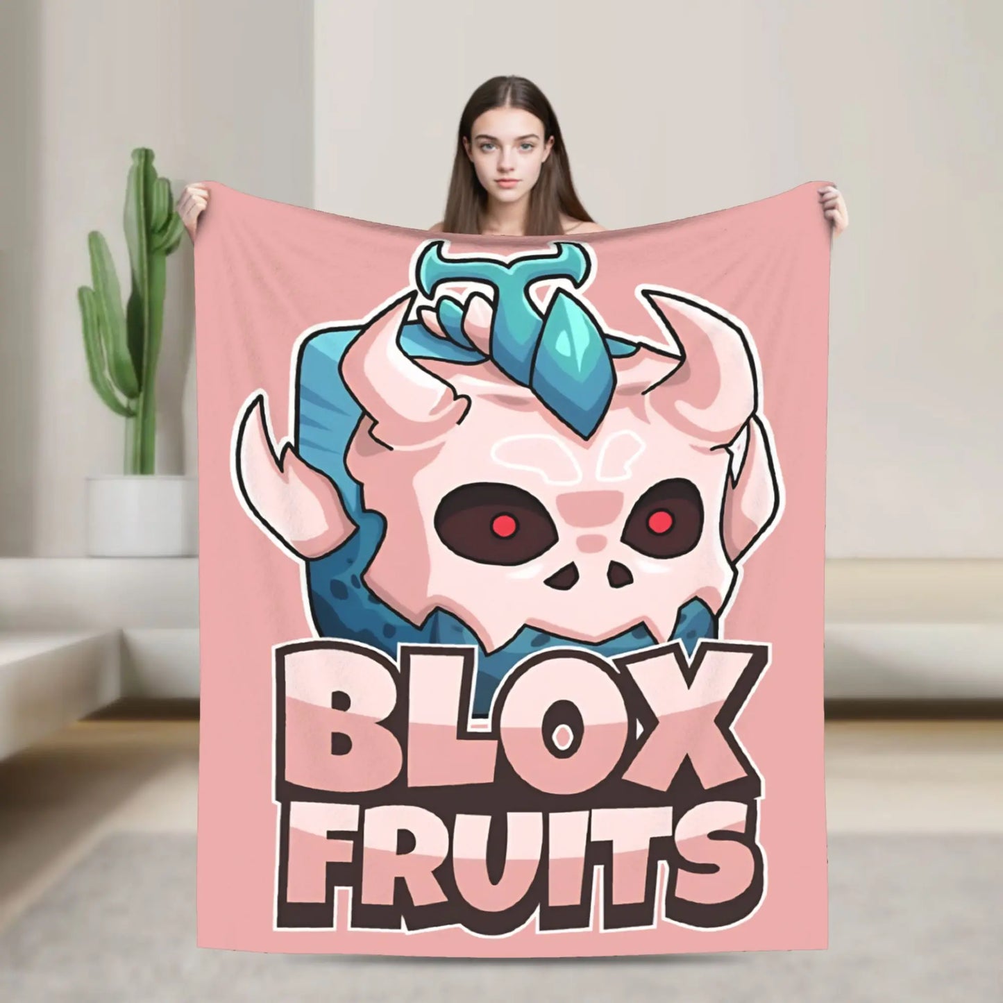 Blox Fruits Character Throw Blanket - Soft Fuzzy Gaming Blanket for Kids and Fans
